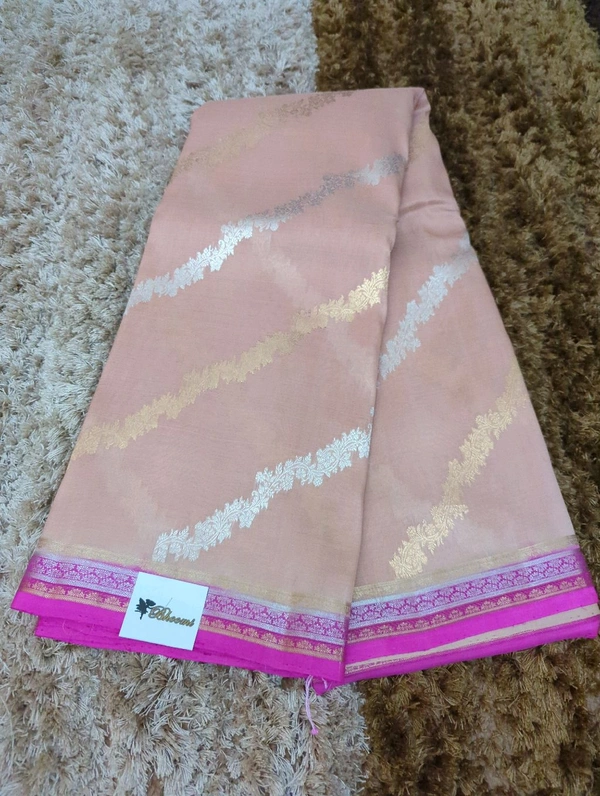 Pure Handloom Silk By Organza Designer  - Pink