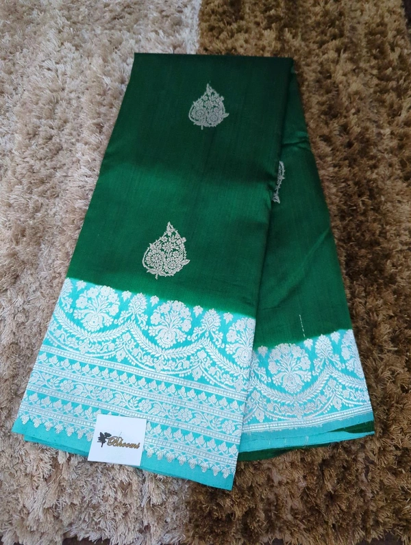 Pure Handloom Raw Mango  - dark green