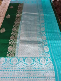 Pure Handloom Raw Mango  - dark green