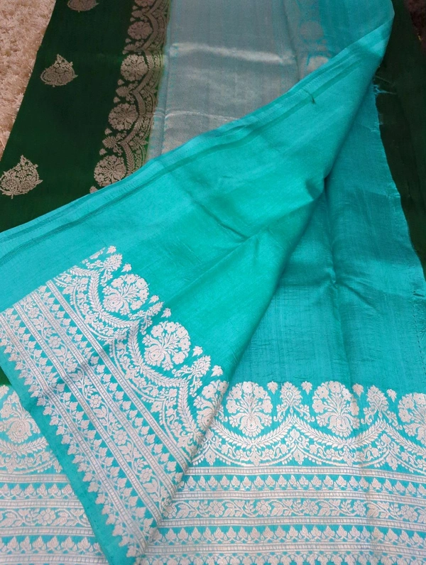 Pure Handloom Raw Mango  - dark green