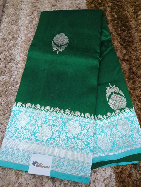 Pure Handloom Raw Mango  - dark green