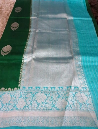 Pure Handloom Raw Mango  - dark green