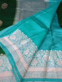 Pure Handloom Raw Mango  - dark green