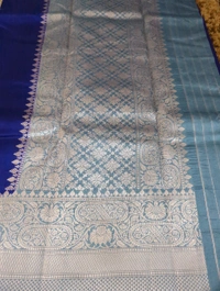 Pure Handloom Raw Mango  - Dark Blue