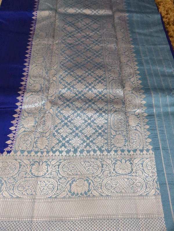 Pure Handloom Raw Mango  - Dark Blue