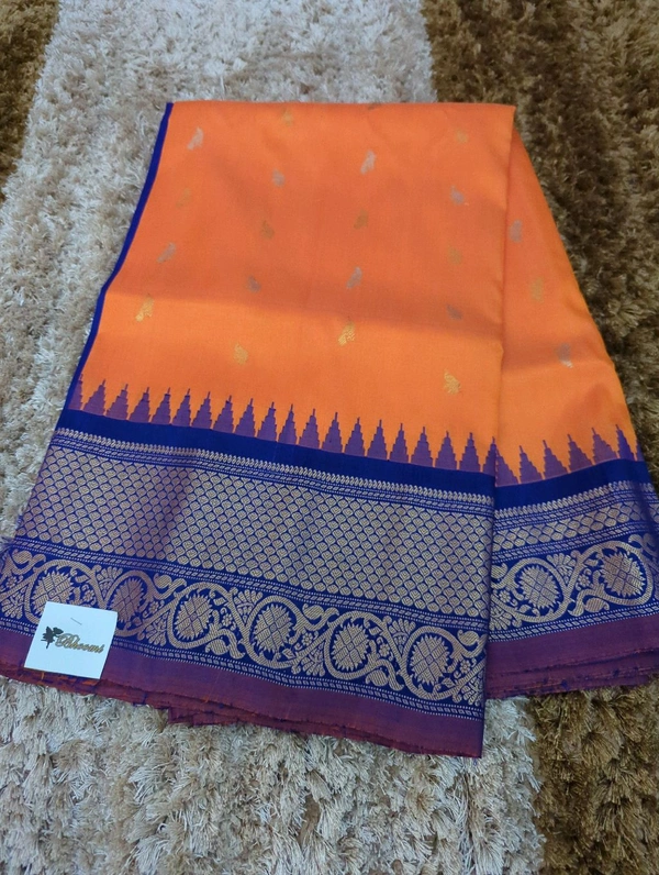 Pure Handloom Gadwal Pattu  - Blaze Orange