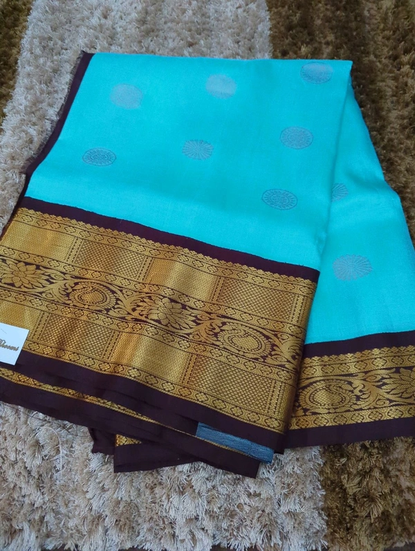 Pure Handloom Gadwal Pattu Border  - Morocco Brown