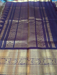 Pure Handloom Gadwal Pattu Border  - Morocco Brown