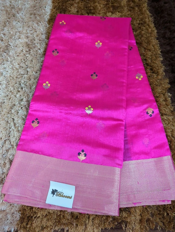 Pure Handloom Chanderi Pattu  - pink