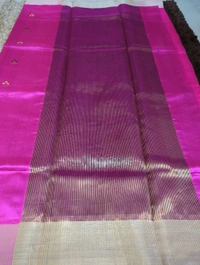 Pure Handloom Chanderi Pattu  - pink