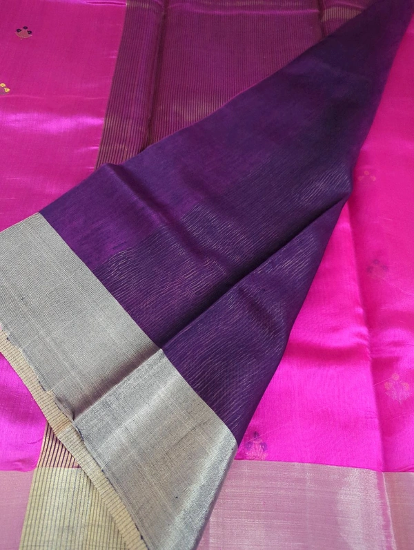 Pure Handloom Chanderi Pattu  - pink