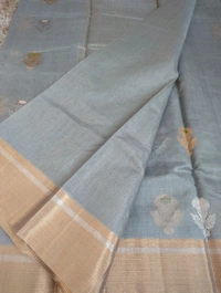 Pure Handloom Chanderi Pattu  - Gray