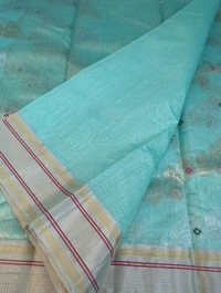 Pure Handloom Chanderi  - Jungle Mist
