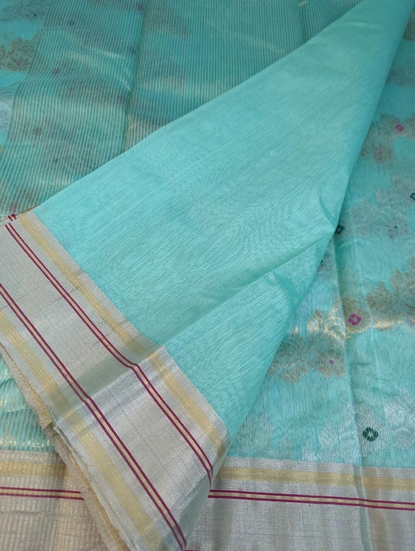 Pure Handloom Chanderi  - Jungle Mist