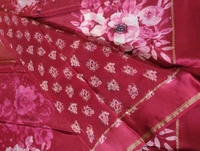 Pure Crepe With Satin Border  - pink