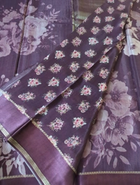 Pure Crepe With Satin Border  - Mardi Gras