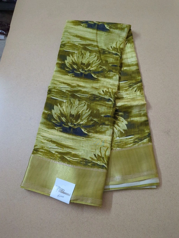 Pure Crepe With Satin Border  - Olivine