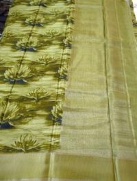 Pure Crepe With Satin Border  - Olivine