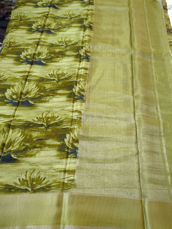Pure Crepe With Satin Border  - Olivine