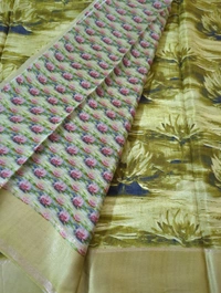 Pure Crepe With Satin Border  - Olivine