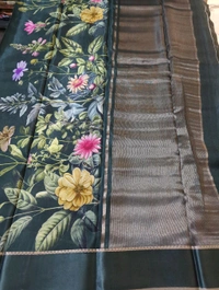 Pure Crepe With Satin Border  - dark green