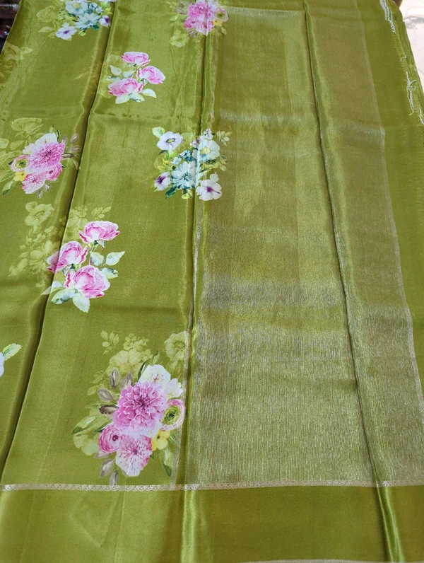 Pure Crepe With Satin Border  - Asparagus