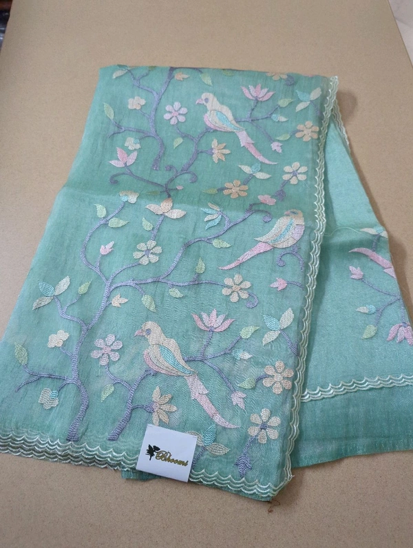 Soft Tissue  Embroidery  - Jungle Mist