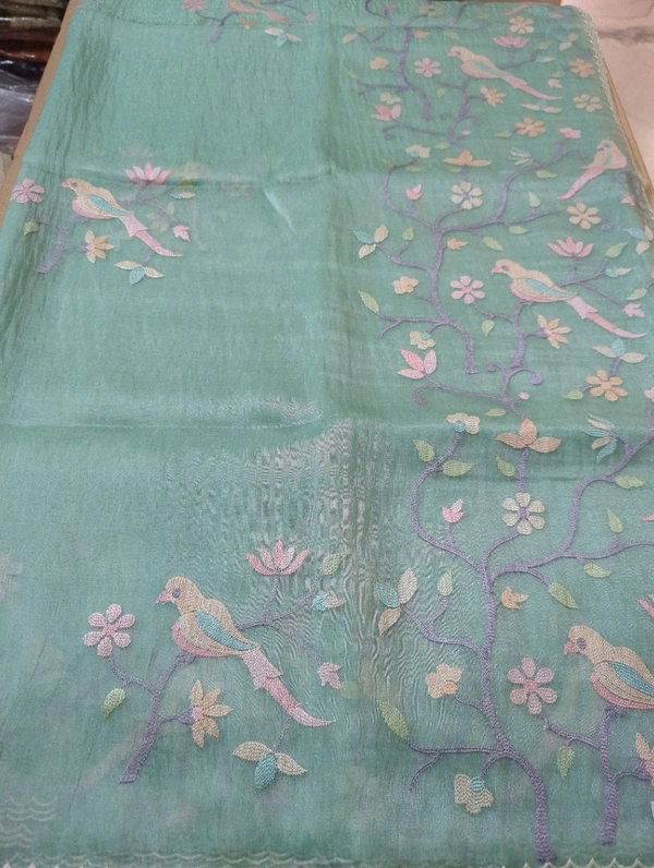 Soft Tissue  Embroidery  - Jungle Mist