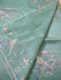 Soft Tissue  Embroidery  - Jungle Mist