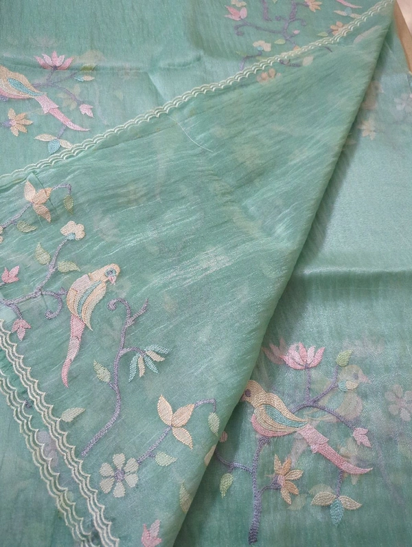 Soft Tissue  Embroidery  - Jungle Mist