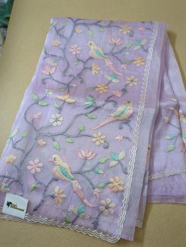 Soft Tissue  Embroidery  - Blue Chalk