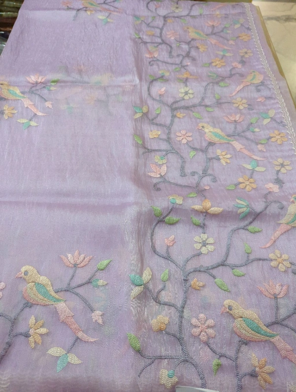Soft Tissue  Embroidery  - Blue Chalk