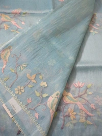 Soft Tissue  Embroidery  - sky blue