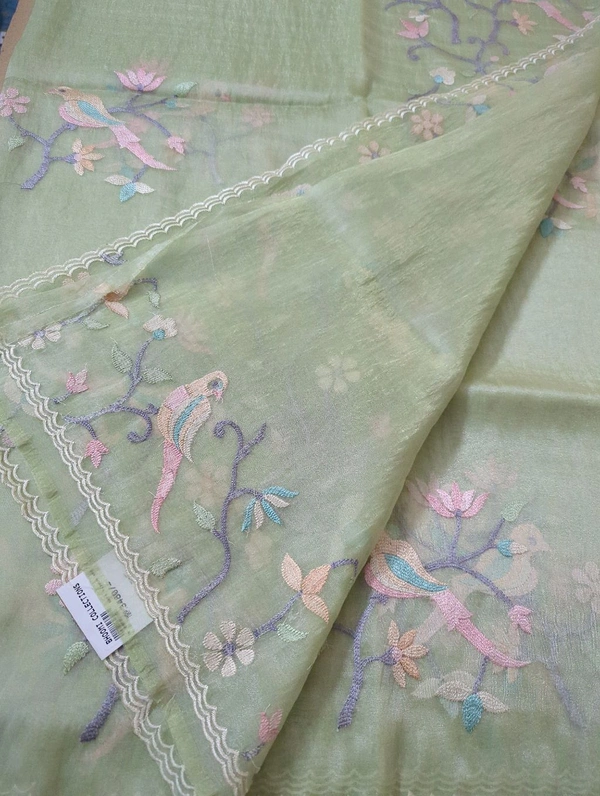 Soft Tissue  Embroidery  - Snowy Mint