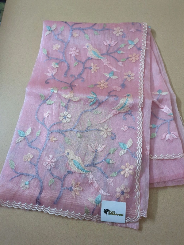 Soft Tissue  Embroidery  - Pink