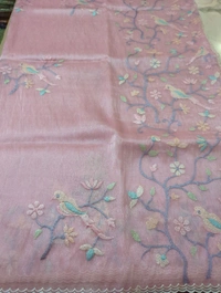 Soft Tissue  Embroidery  - Pink
