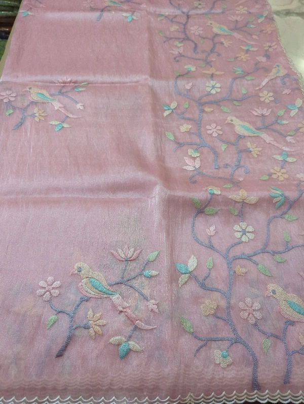 Soft Tissue  Embroidery  - Pink