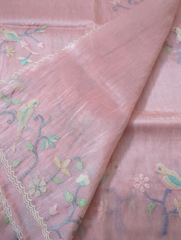 Soft Tissue  Embroidery  - Pink