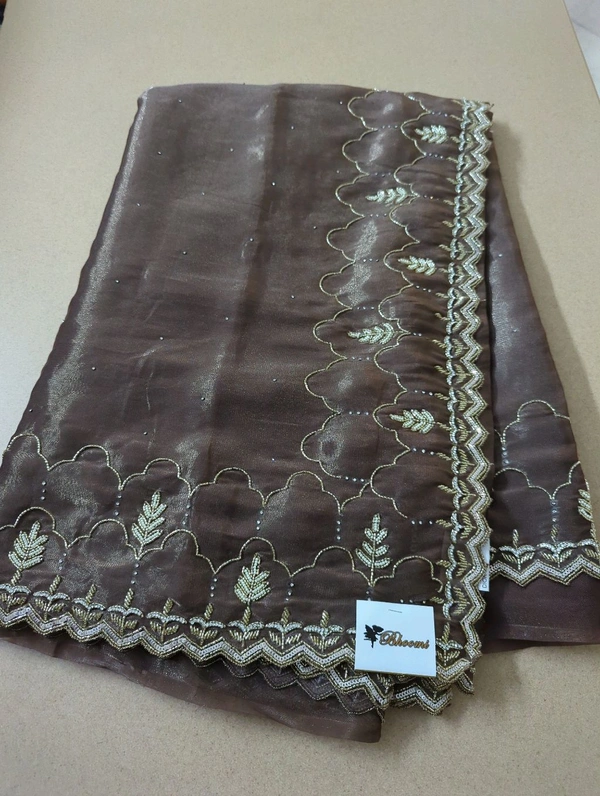 Designer Work Saree - Brown