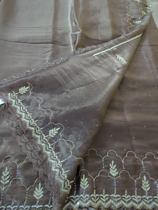 Designer Work Saree - Brown