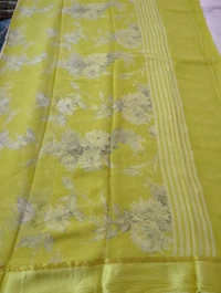 Pure Chiffon With Satin Border - Yellow