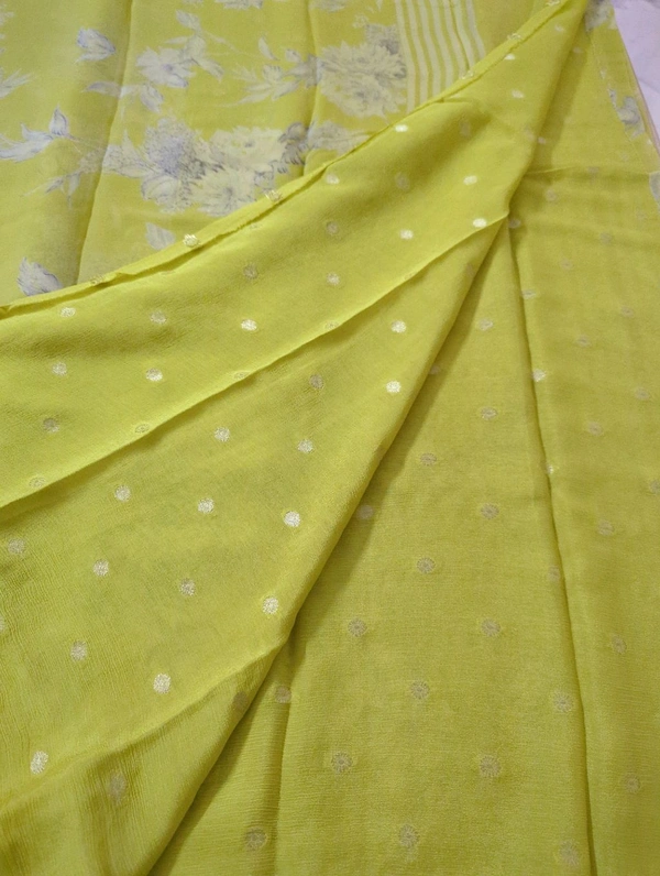 Pure Chiffon With Satin Border - Yellow