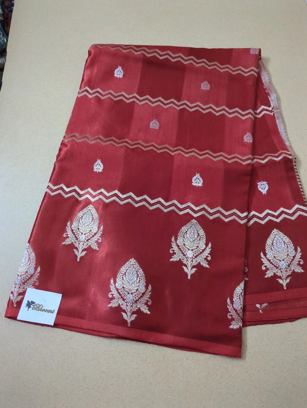 Mushru With Paithani Border  - Red