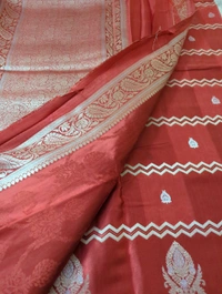 Mushru With Paithani Border  - Red