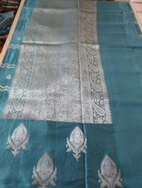 Mushru With Paithani Border  - Teal