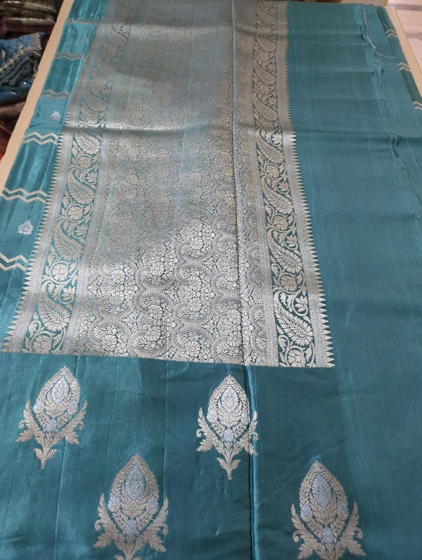Mushru With Paithani Border  - Teal