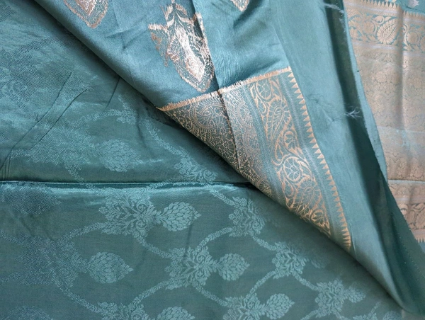 Mushru With Paithani Border  - Teal