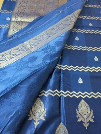 Mushru With Paithani Border  - Dark Blue