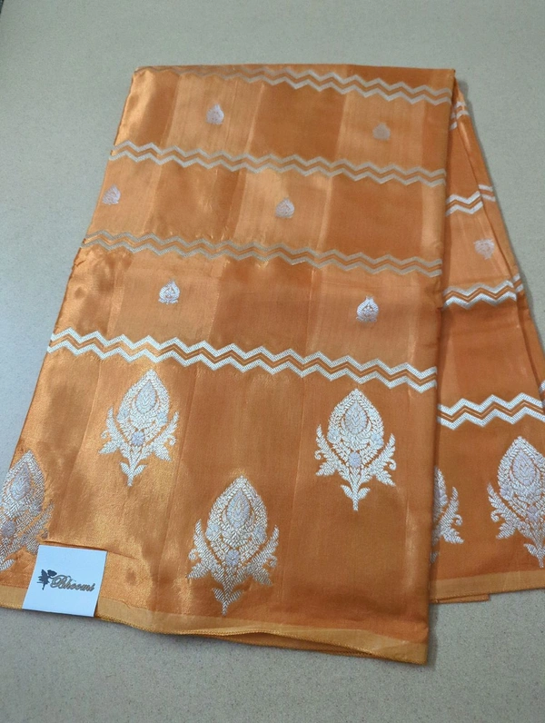 Mushru With Paithani Border  - Web Orange