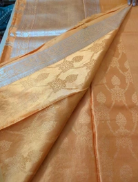 Mushru With Paithani Border  - Web Orange